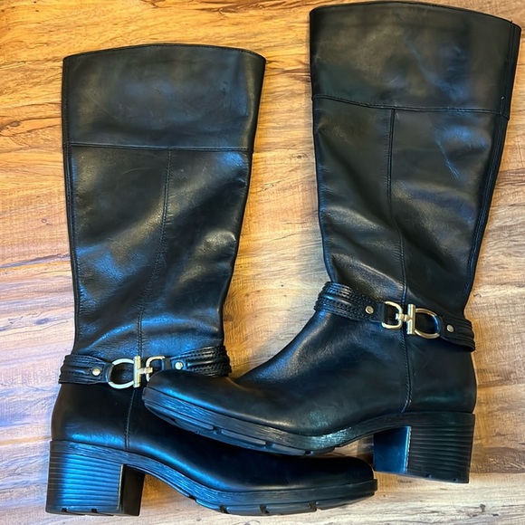 Bandolino Coloradee Black Leather Harness Riding Boots 10 Classic Equestrian - Picture 1 of 9